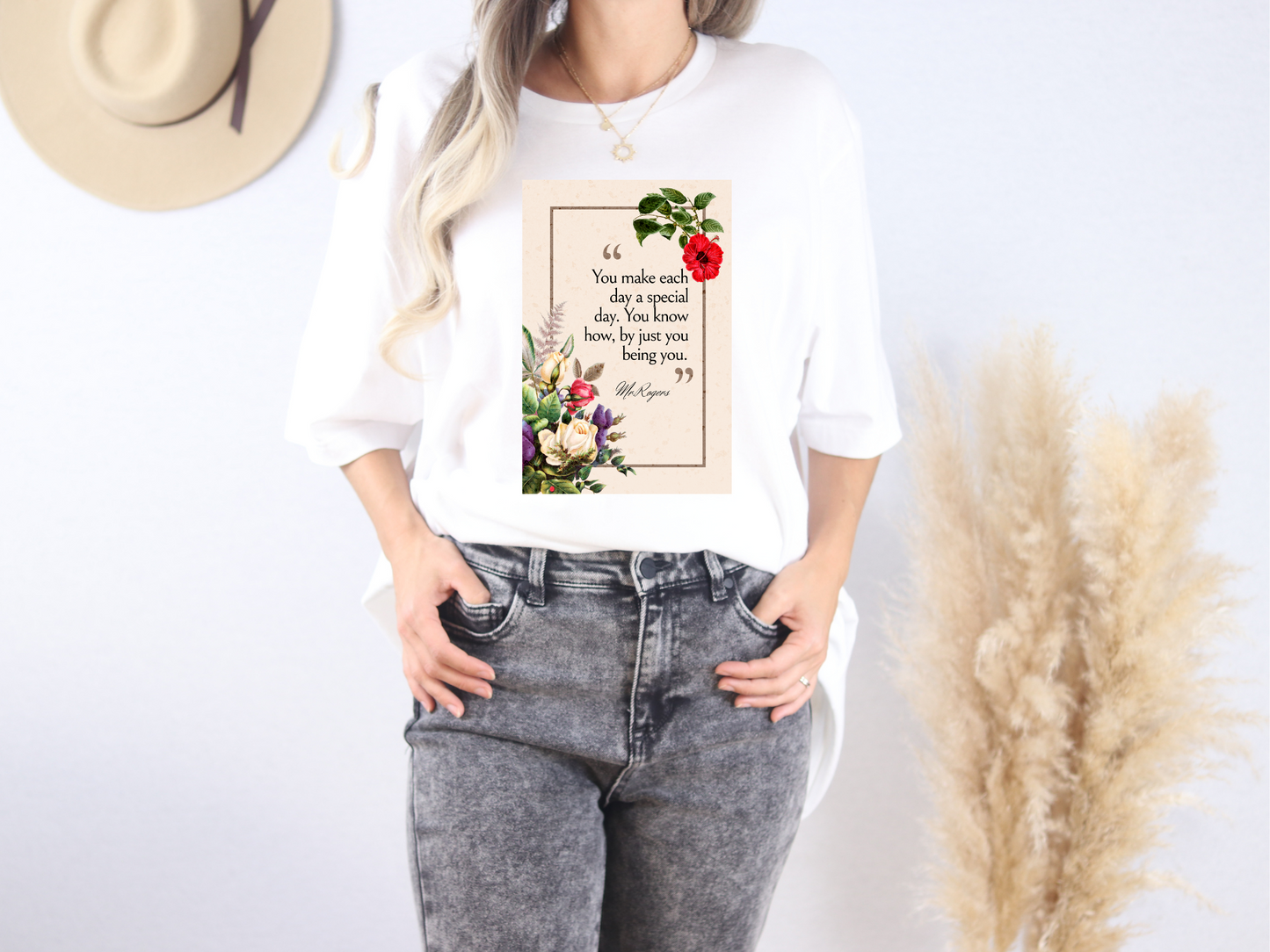 Inspirational Floral Tee - "You Make Each Day Special"