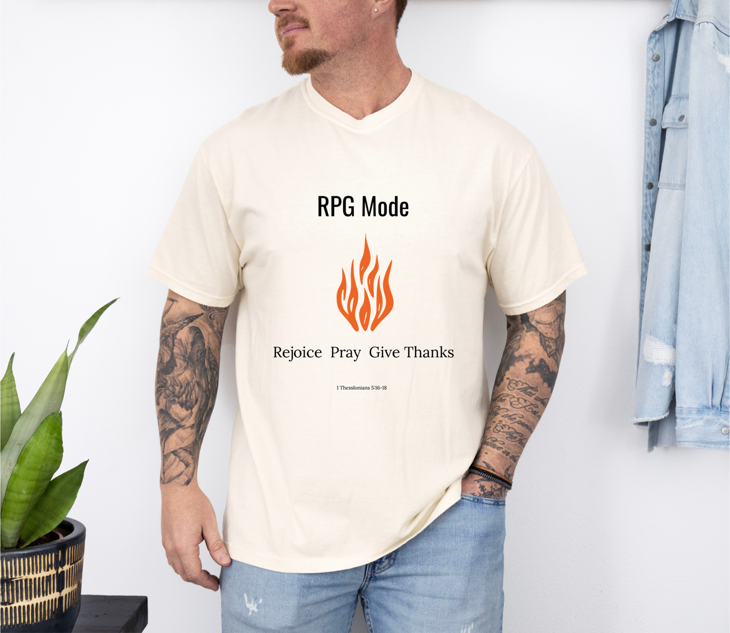 Comfort Colors RPG MODE Christian T-Shirt – Rejoice Pray Give Thanks | 1 Thessalonians 5:16-18